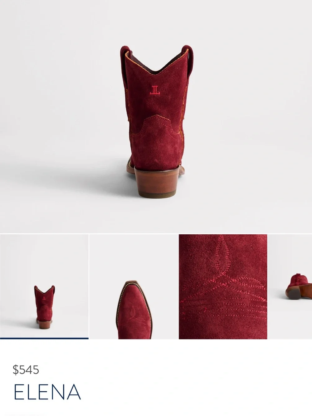 Lucchese Elena Wine Suede Western Ankle Boots